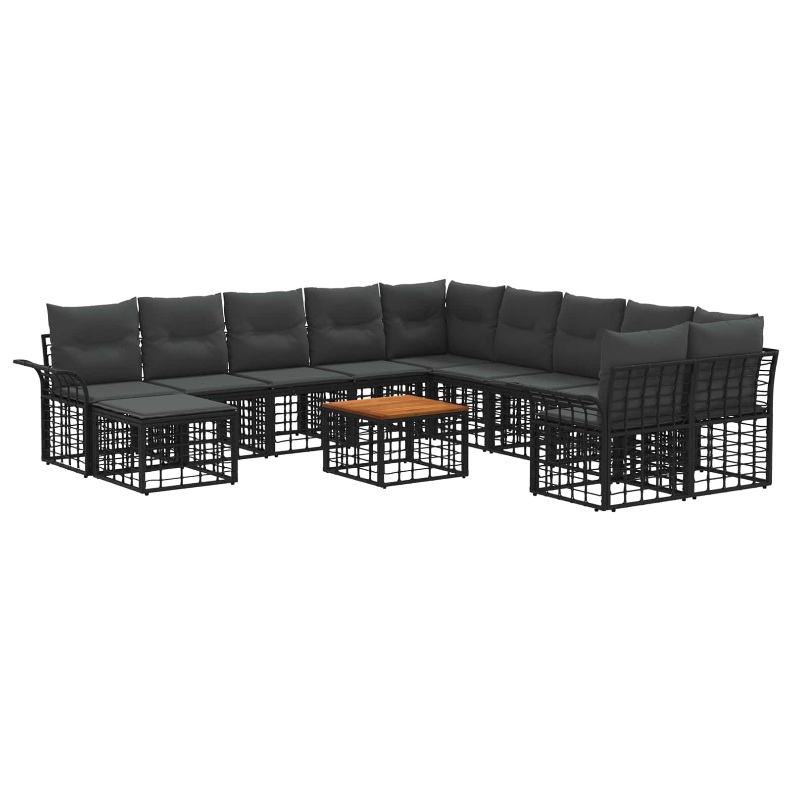 Buiten bankenset 12 pcs Zwart en Donkergrijs Polyester