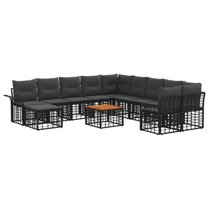 Buiten bankenset 12 pcs Zwart en Donkergrijs Polyester