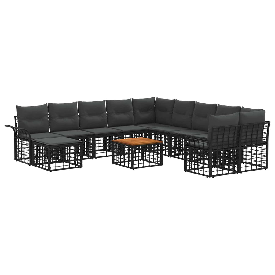 Buiten bankenset 12 pcs Zwart en Donkergrijs Polyester