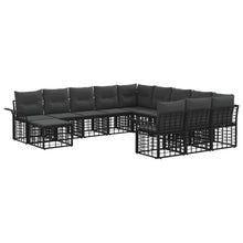 Tuinbankenset 12 pcs Zwart en Donkergrijs poly rattan