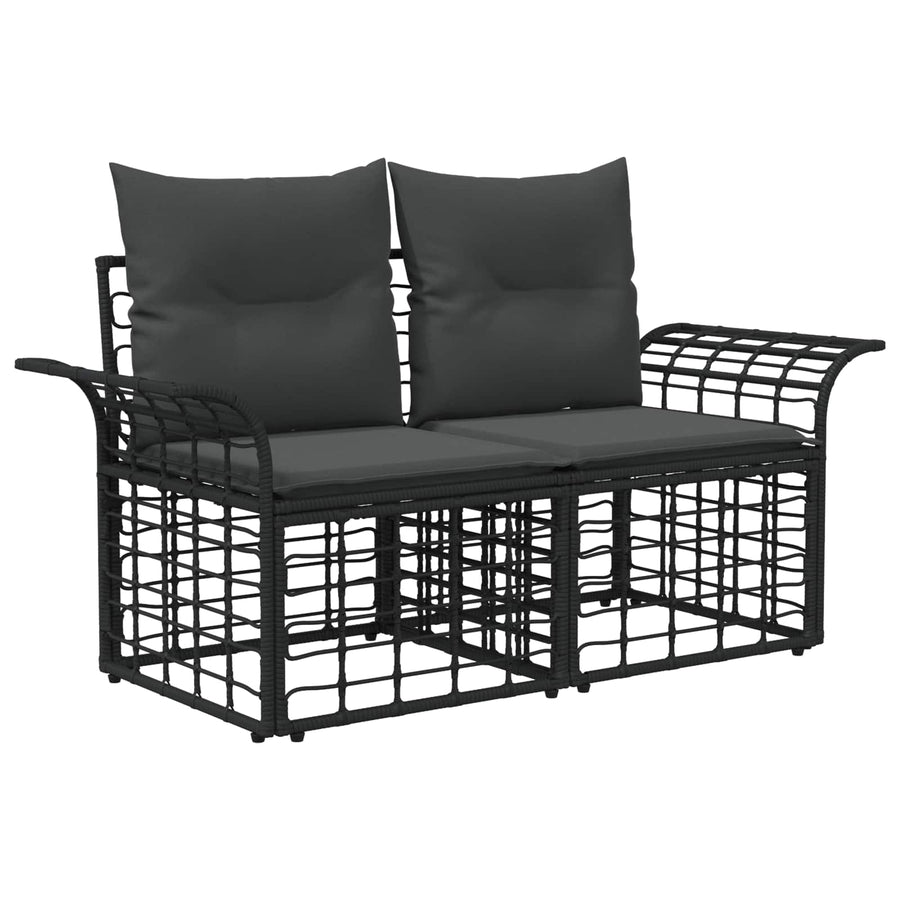 Tuinbankenset 12 pcs Zwart en Donkergrijs poly rattan
