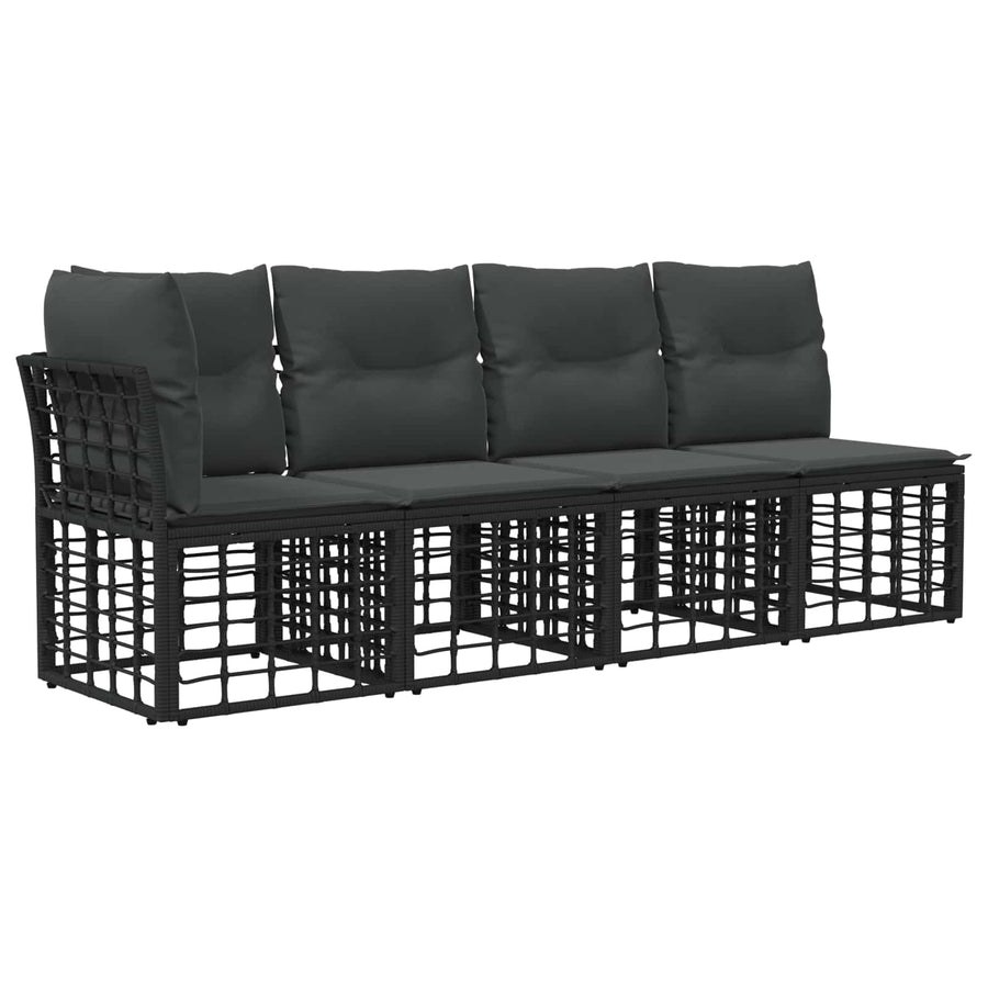 Tuinbankenset 12 pcs Zwart en Donkergrijs poly rattan
