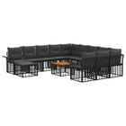 13-Piece Garden Lounge Set Black and Dark Grey Polyrattan