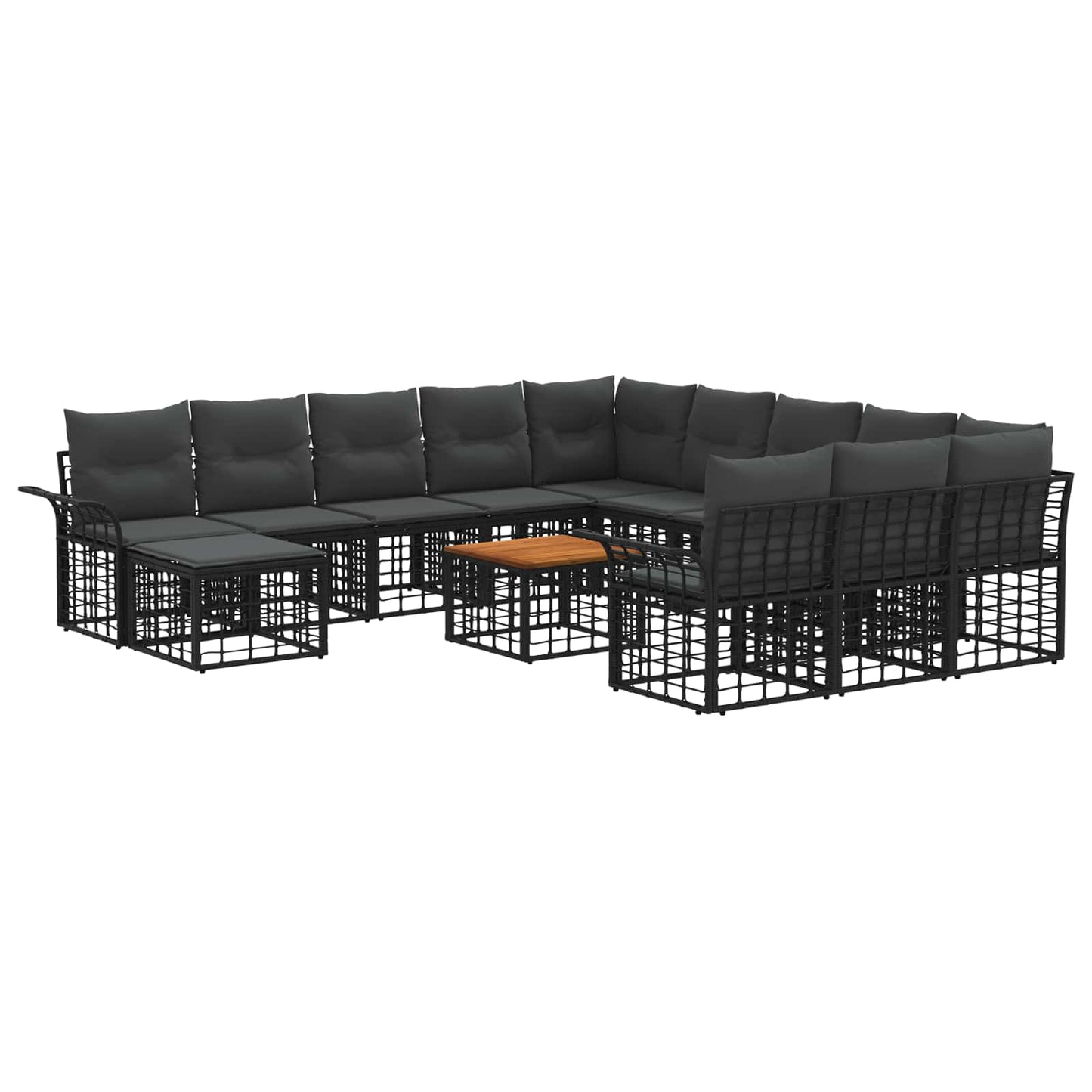 Tuin loungeset 13-delig Zwart en Donkergrijs polyrattan