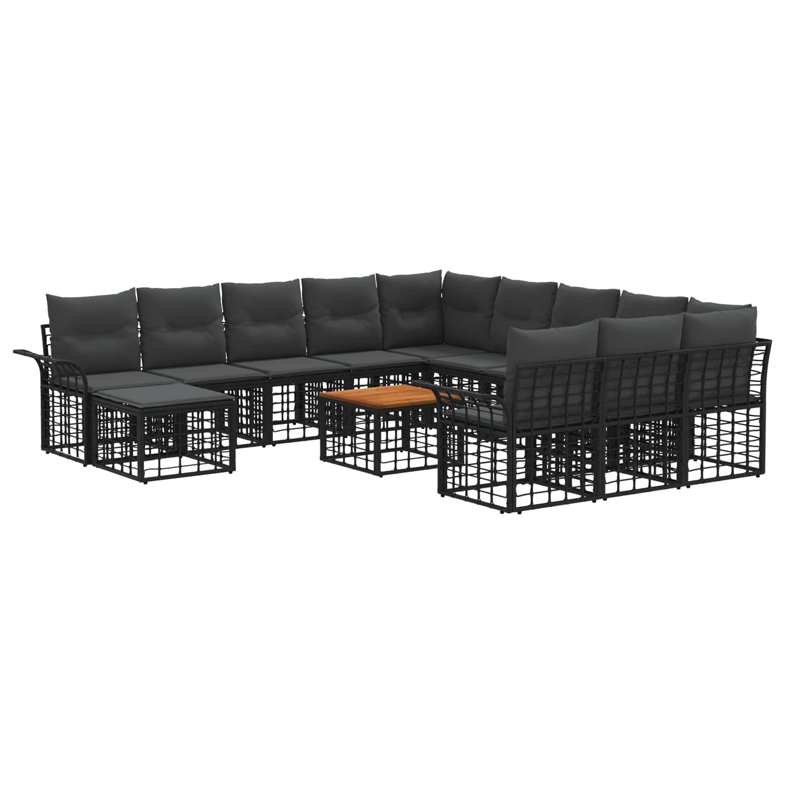 Tuin loungeset 13-delig Zwart en Donkergrijs polyrattan