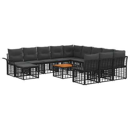 Tuin loungeset 13-delig Zwart en Donkergrijs polyrattan