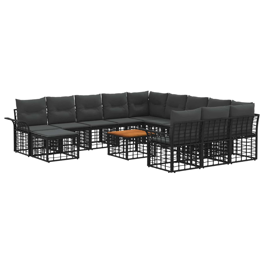 Tuin loungeset 13-delig Zwart en Donkergrijs polyrattan