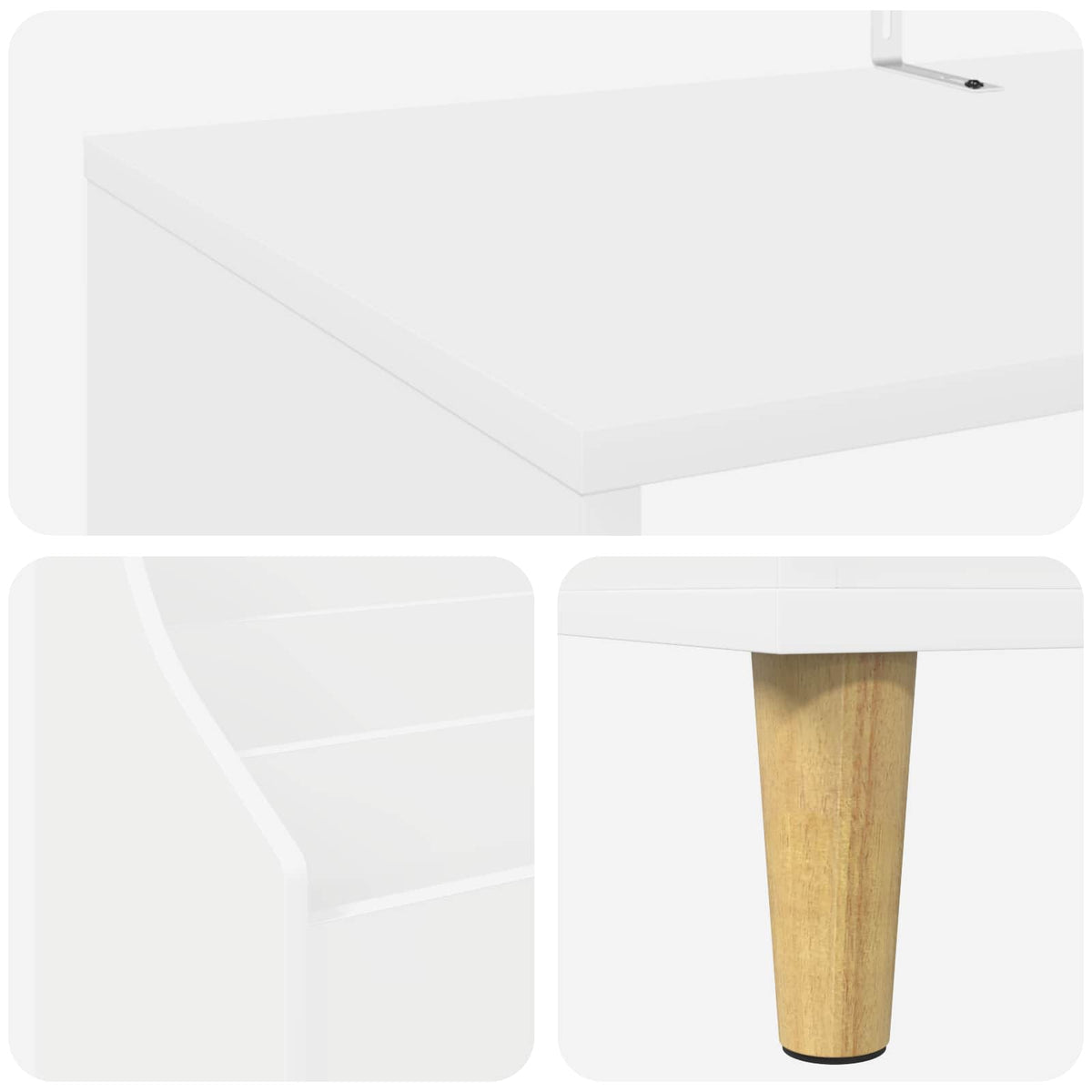 Media Planken Set 3 st Wit 212 x 46 x 112 cm Bewerkt hout