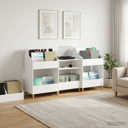 Media Planken Set 3 st Wit 212 x 46 x 112 cm Bewerkt hout