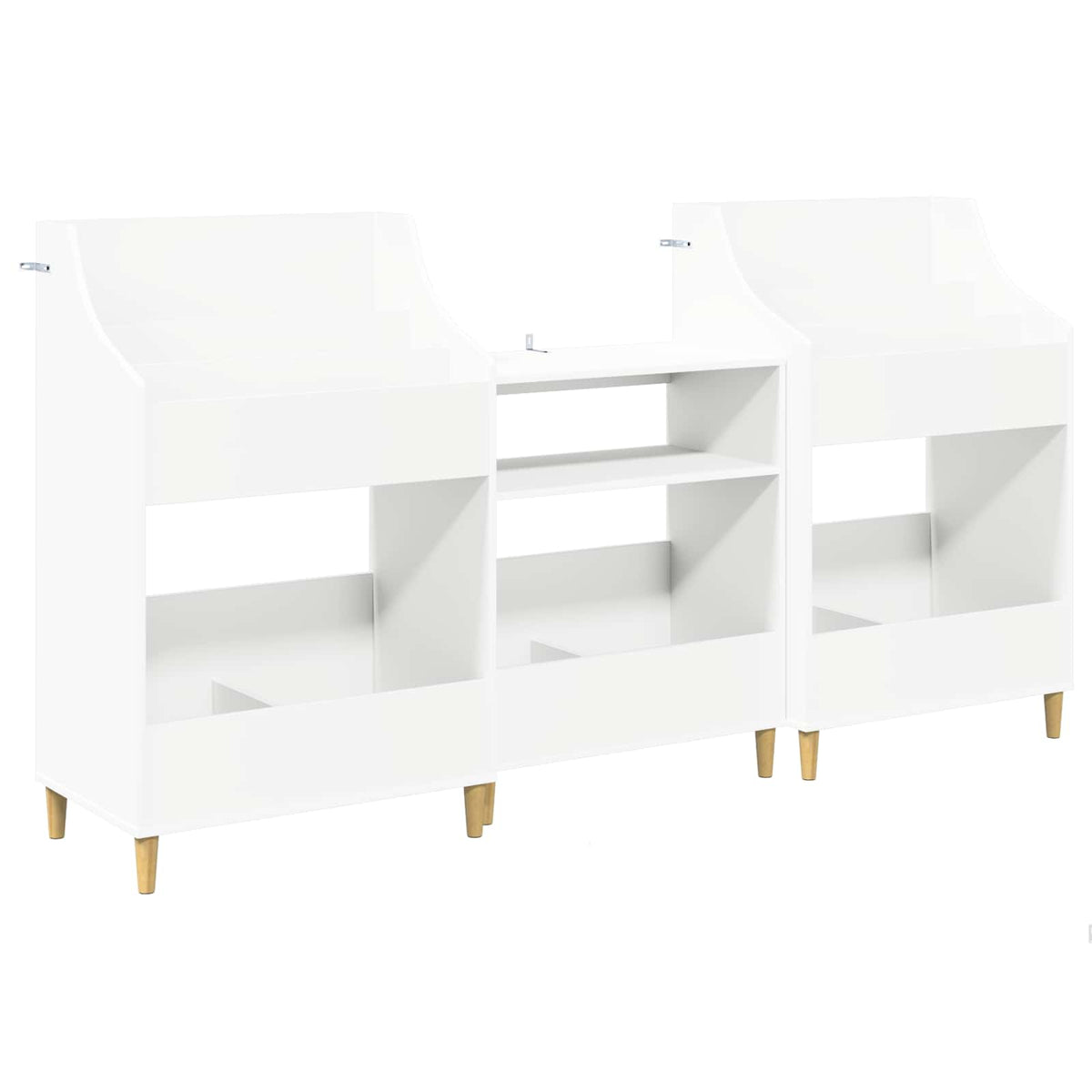 Media Planken Set 3 st Wit 212 x 46 x 112 cm Bewerkt hout