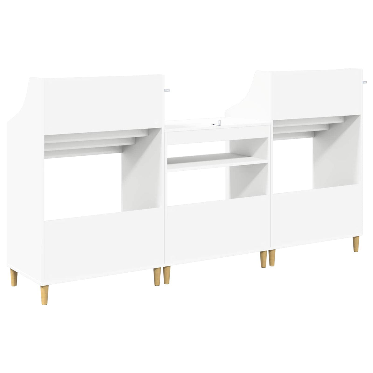 Media Planken Set 3 st Wit 212 x 46 x 112 cm Bewerkt hout