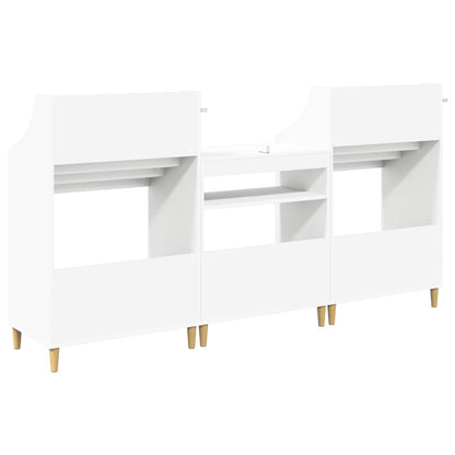 Media Planken Set 3 st Wit 212 x 46 x 112 cm Bewerkt hout