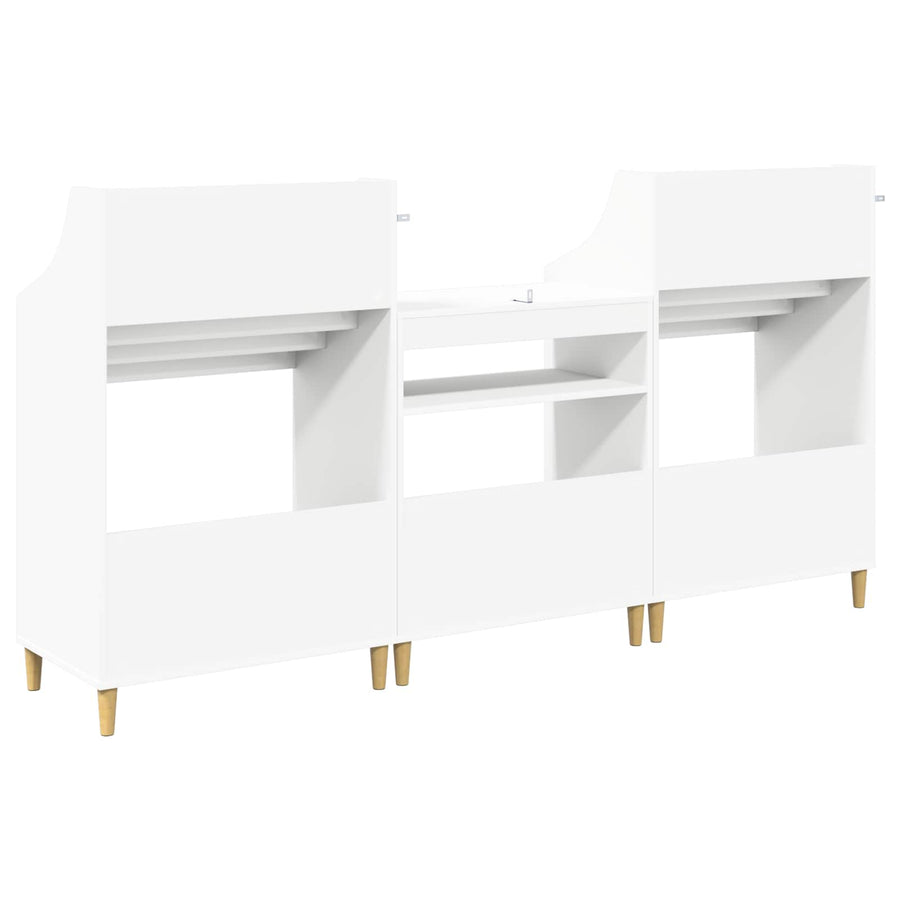 Media Planken Set 3 st Wit 212 x 46 x 112 cm Bewerkt hout