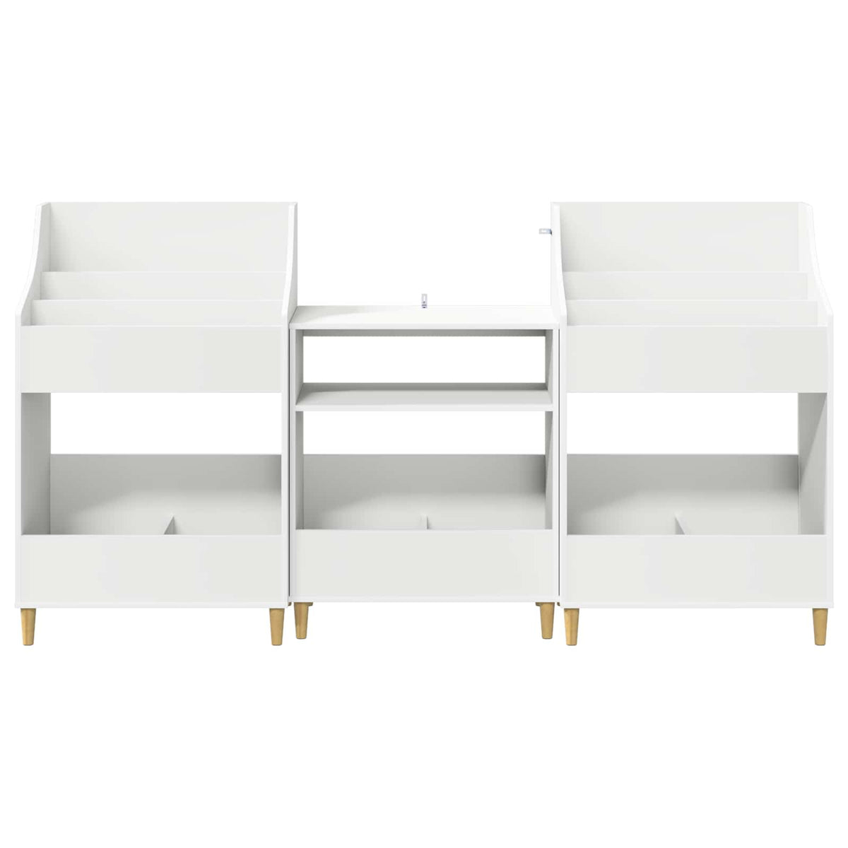 Media Planken Set 3 st Wit 212 x 46 x 112 cm Bewerkt hout