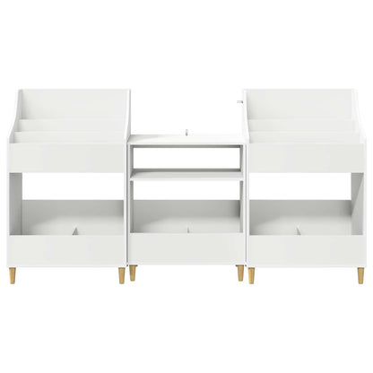 Media Planken Set 3 st Wit 212 x 46 x 112 cm Bewerkt hout