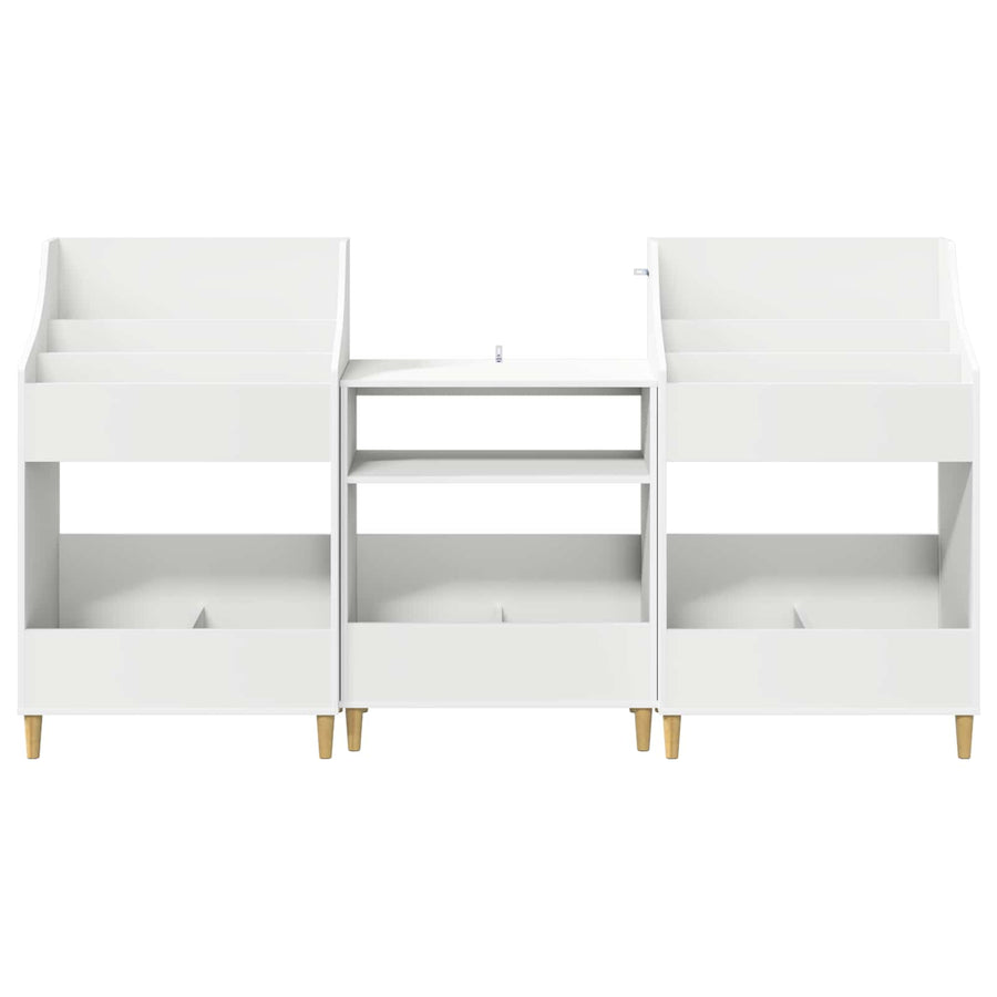 Media Planken Set 3 st Wit 212 x 46 x 112 cm Bewerkt hout