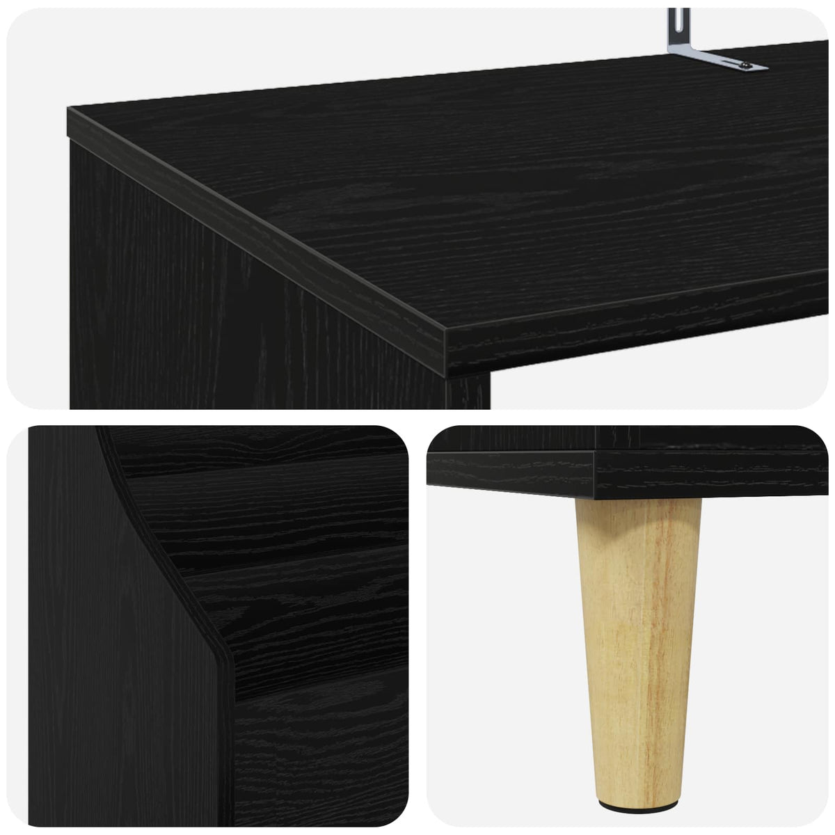 Media Planken Set 3 st Zwart eiken 212 x 46 x 112 cm