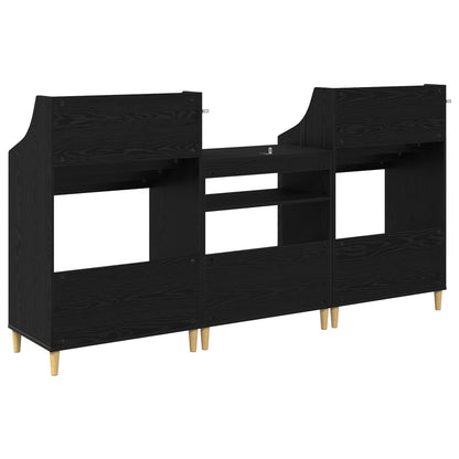 Media Planken Set 3 st Zwart eiken 212 x 46 x 112 cm