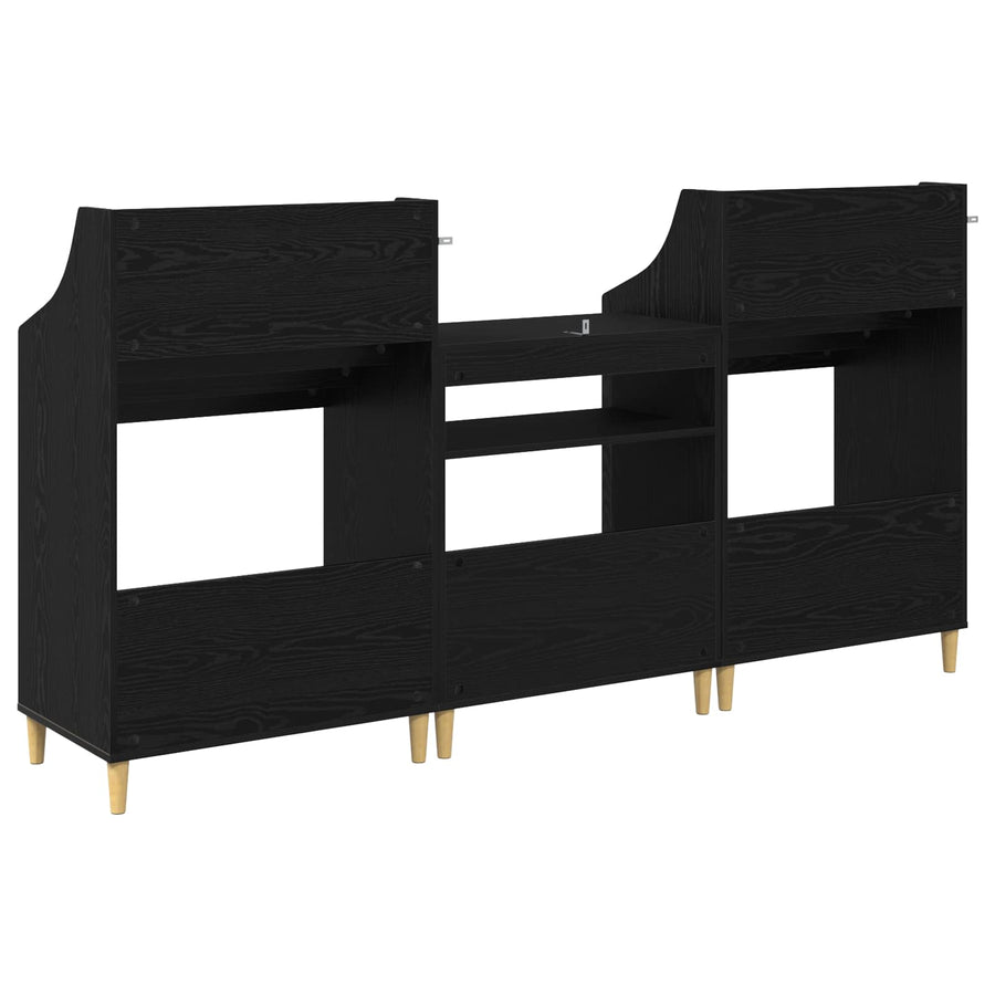 Media Planken Set 3 st Zwart eiken 212 x 46 x 112 cm