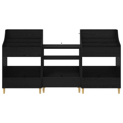 Media Planken Set 3 st Zwart eiken 212 x 46 x 112 cm