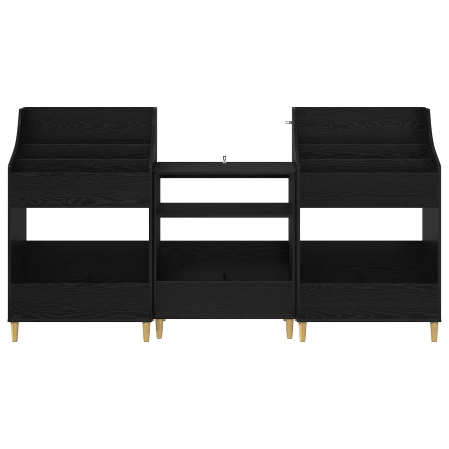 Media Planken Set 3 st Zwart eiken 212 x 46 x 112 cm