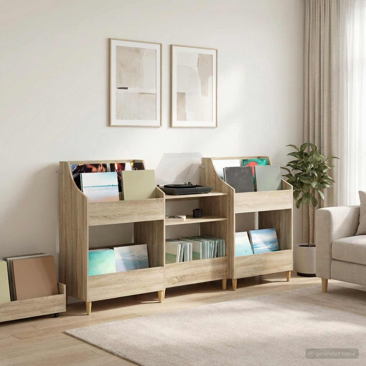 Media Planken Set 3 st Sonoma Eiken 212 x 46 x 112 cm