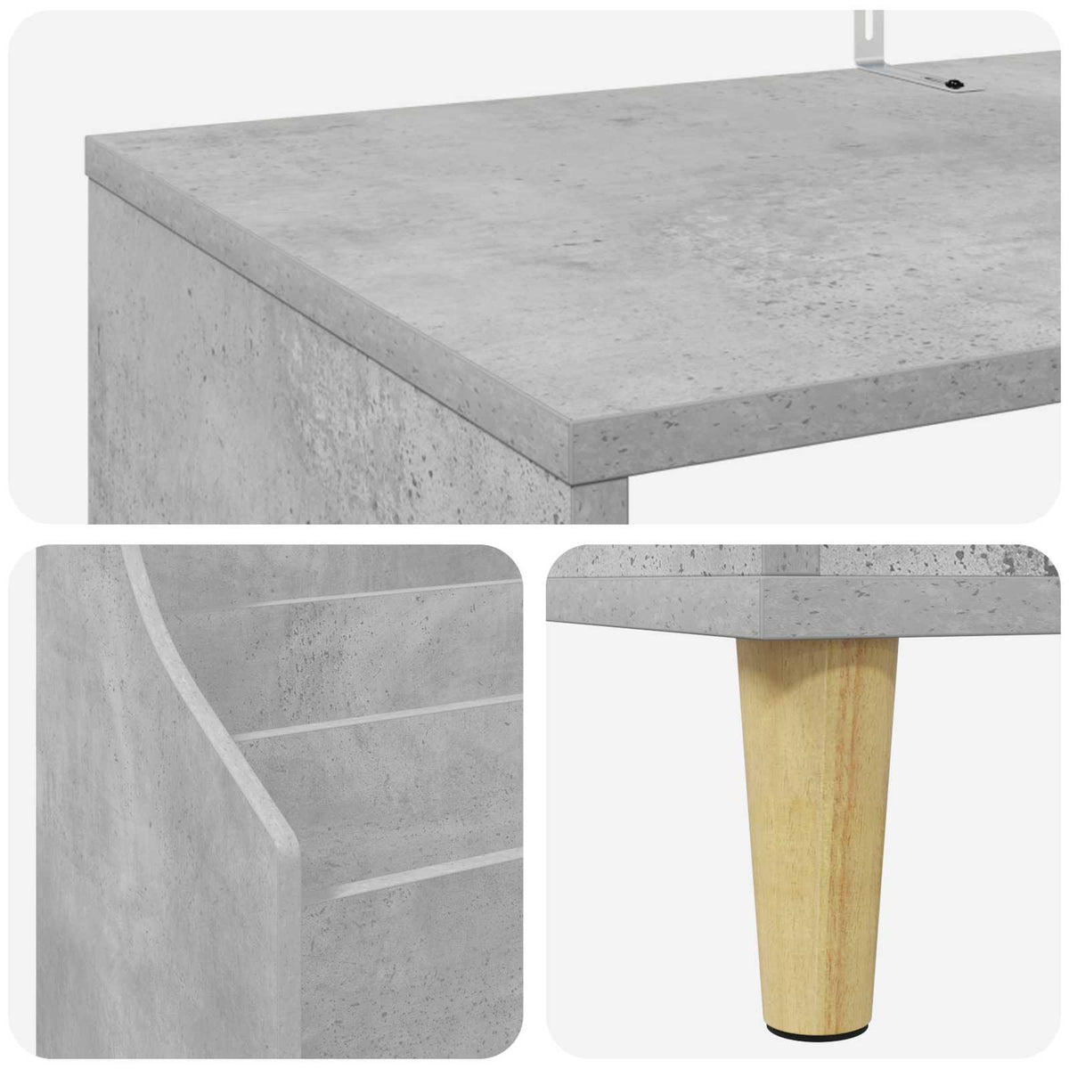 Media Planken Set 3 st Betongrijs 212 x 46 x 112 cm