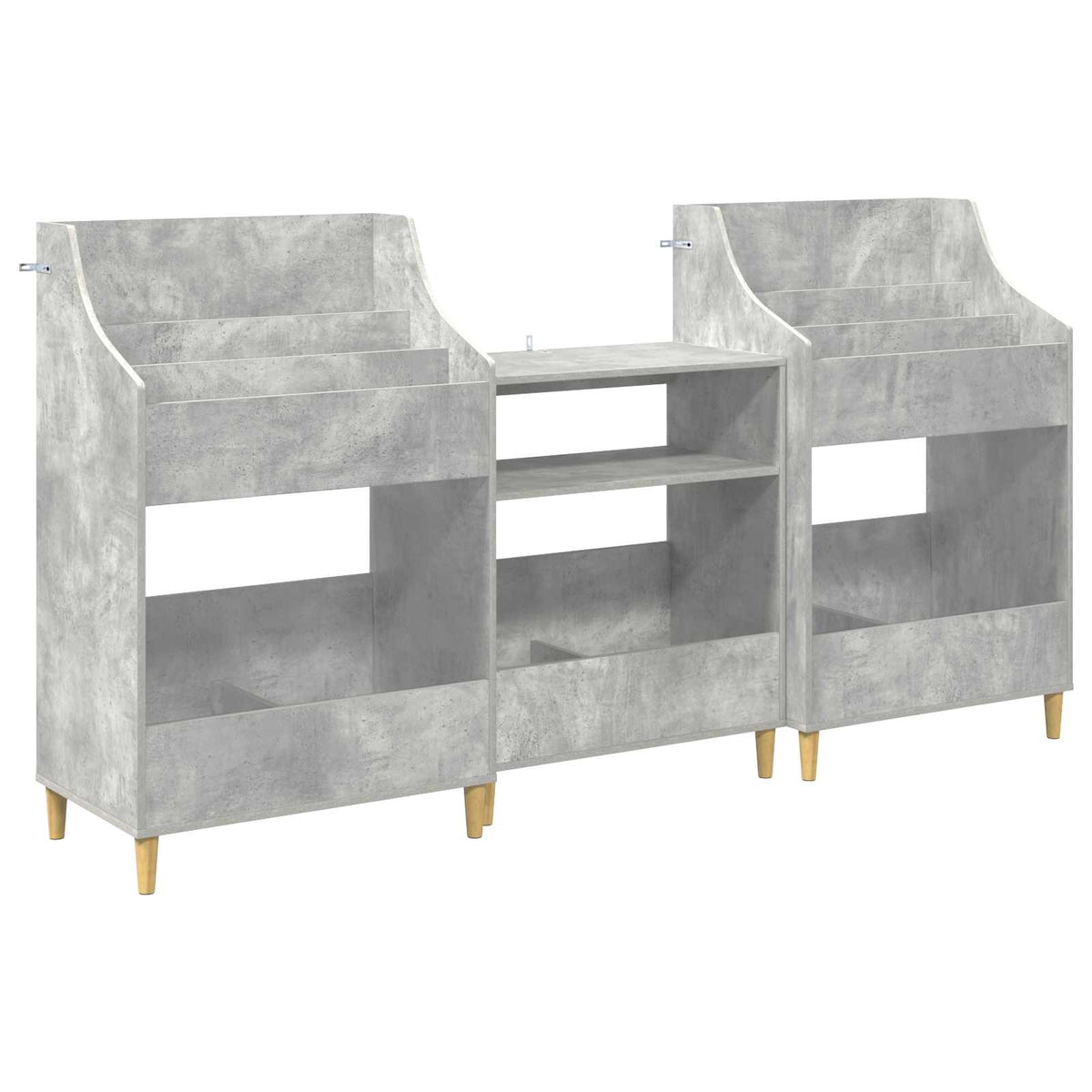 Media Planken Set 3 st Betongrijs 212 x 46 x 112 cm