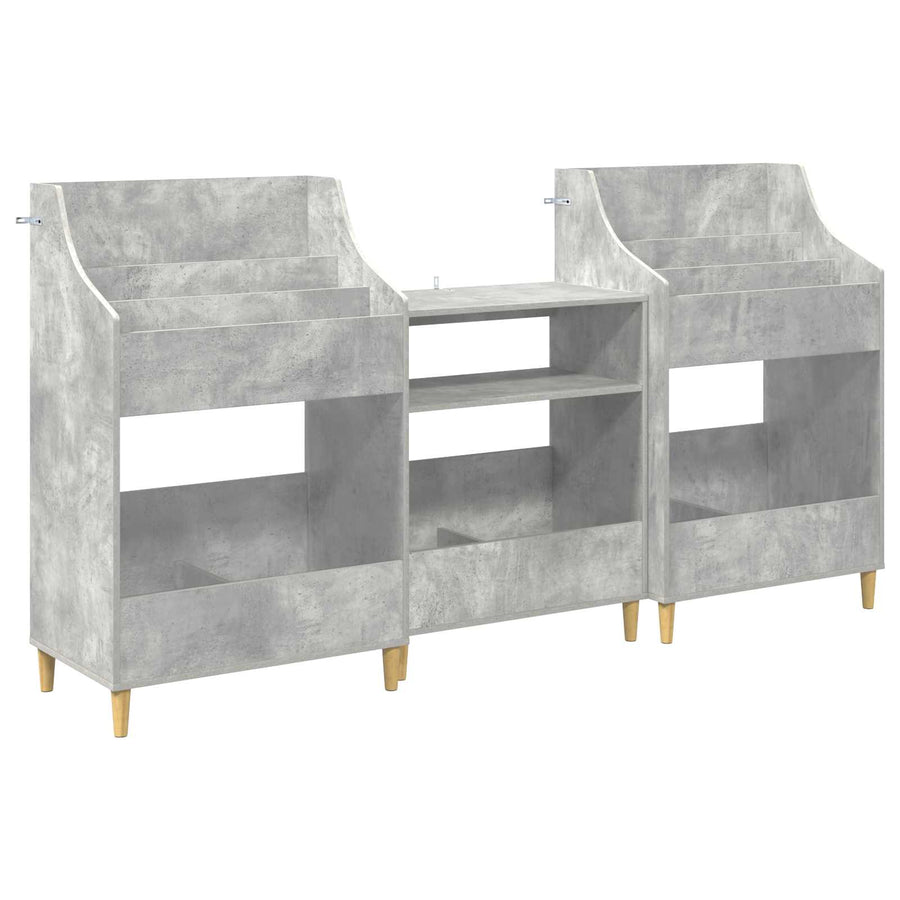 Media Planken Set 3 st Betongrijs 212 x 46 x 112 cm
