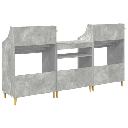 Media Planken Set 3 st Betongrijs 212 x 46 x 112 cm