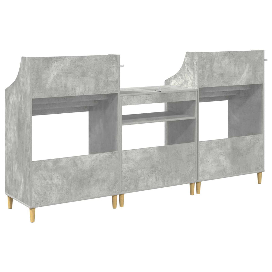 Media Planken Set 3 st Betongrijs 212 x 46 x 112 cm