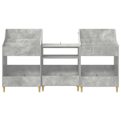 Media Planken Set 3 st Betongrijs 212 x 46 x 112 cm