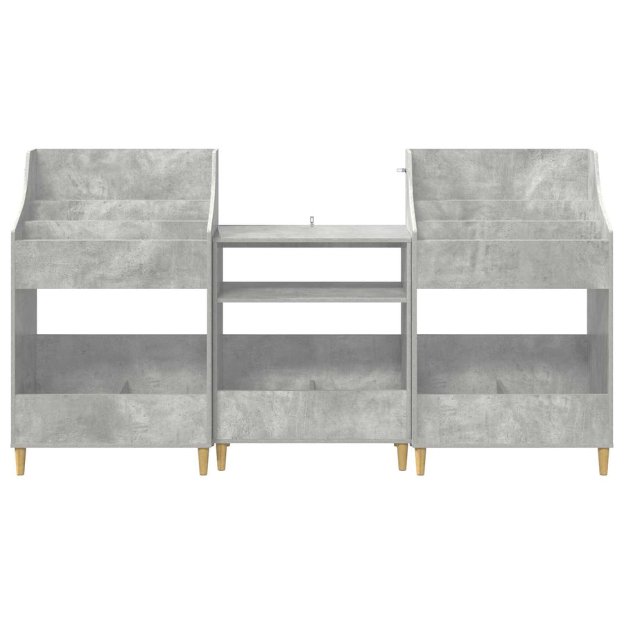 Media Planken Set 3 st Betongrijs 212 x 46 x 112 cm