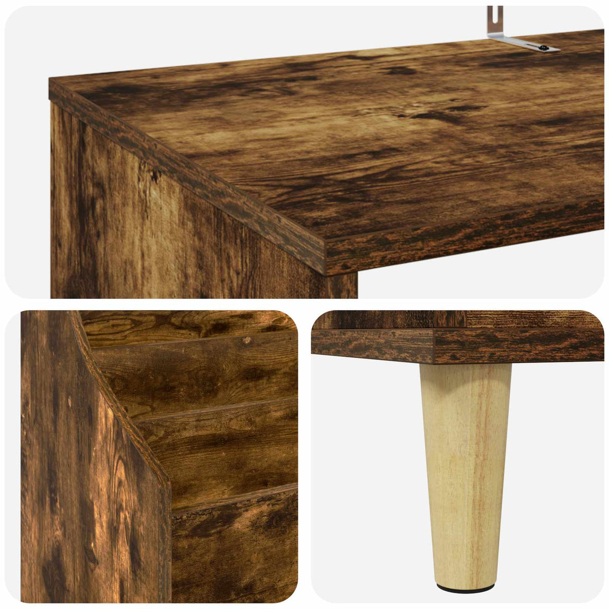 Media Planken Set 3 st Gerookt eiken 212 x 46 x 112 cm