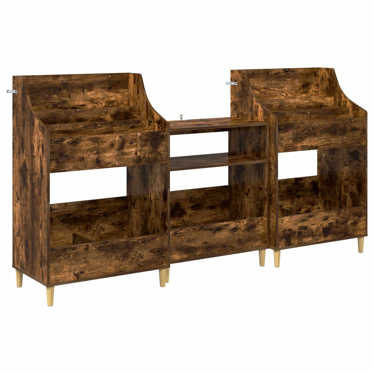 Media Planken Set 3 st Gerookt eiken 212 x 46 x 112 cm