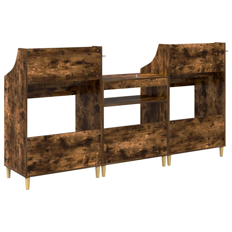 Media Planken Set 3 st Gerookt eiken 212 x 46 x 112 cm