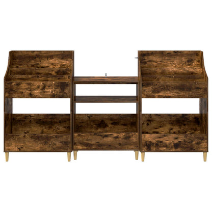 Media Planken Set 3 st Gerookt eiken 212 x 46 x 112 cm