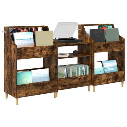 Media Planken Set 3 st Gerookt eiken 212 x 46 x 112 cm