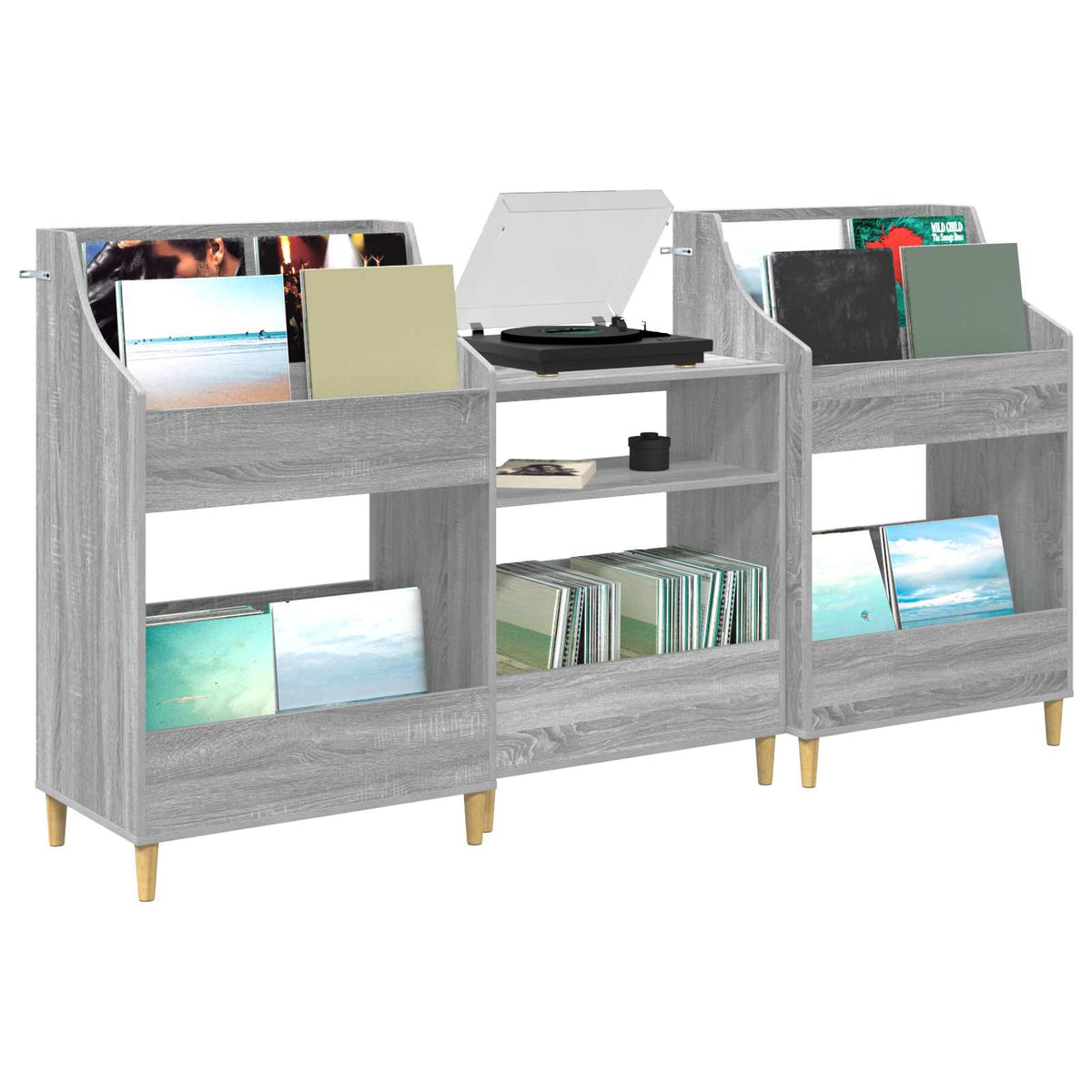 Media Planken Set 3 st Grijs Sonoma 212 x 46 x 112 cm