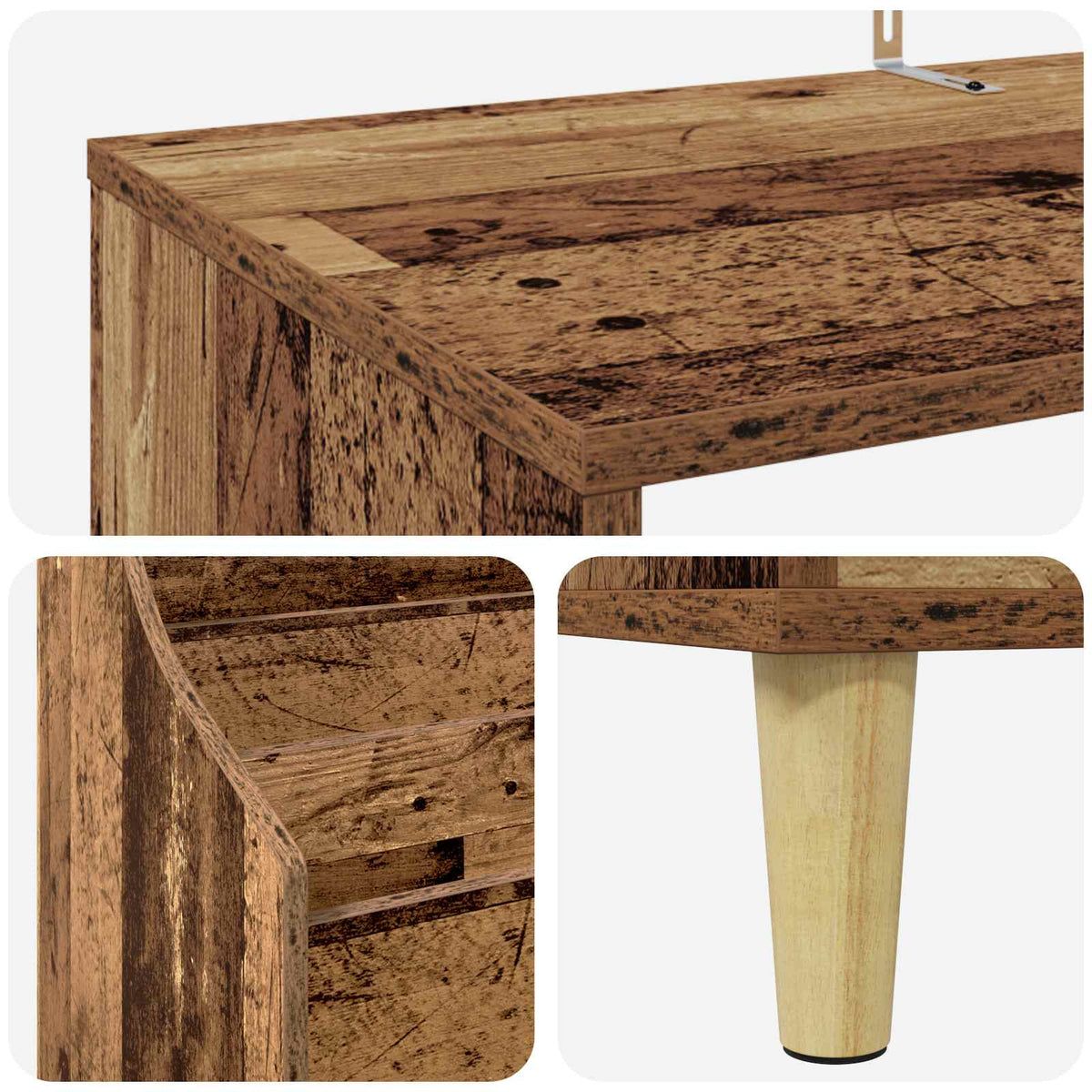 Media Planken Set 3 st Oud hout 212 x 46 x 112 cm Bewerkt hout