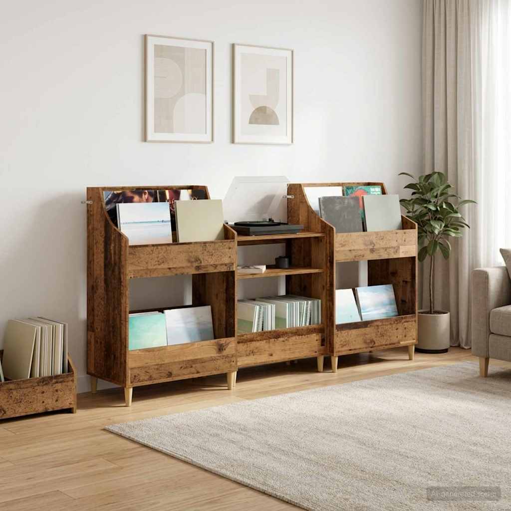 Media Planken Set 3 st Oud hout 212 x 46 x 112 cm Bewerkt hout