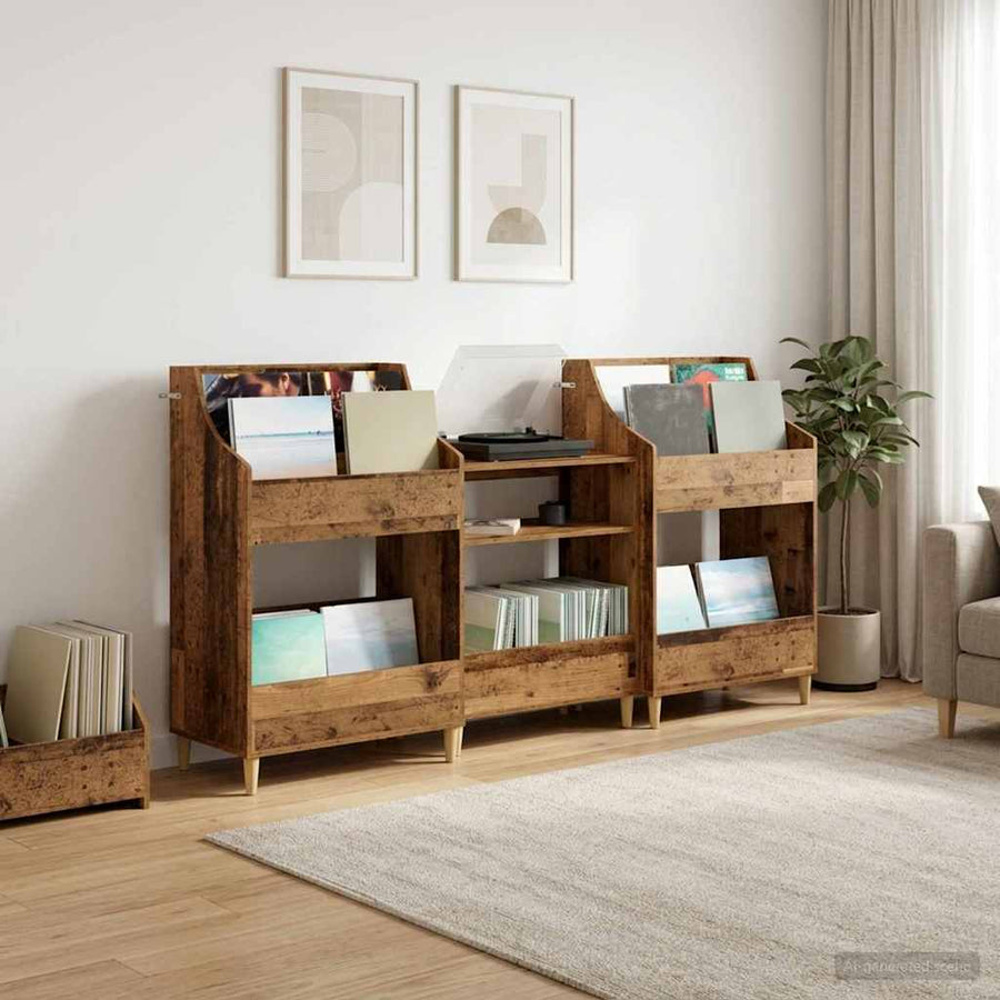 Media Planken Set 3 st Oud hout 212 x 46 x 112 cm Bewerkt hout