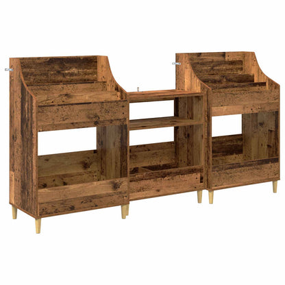 Media Planken Set 3 st Oud hout 212 x 46 x 112 cm Bewerkt hout