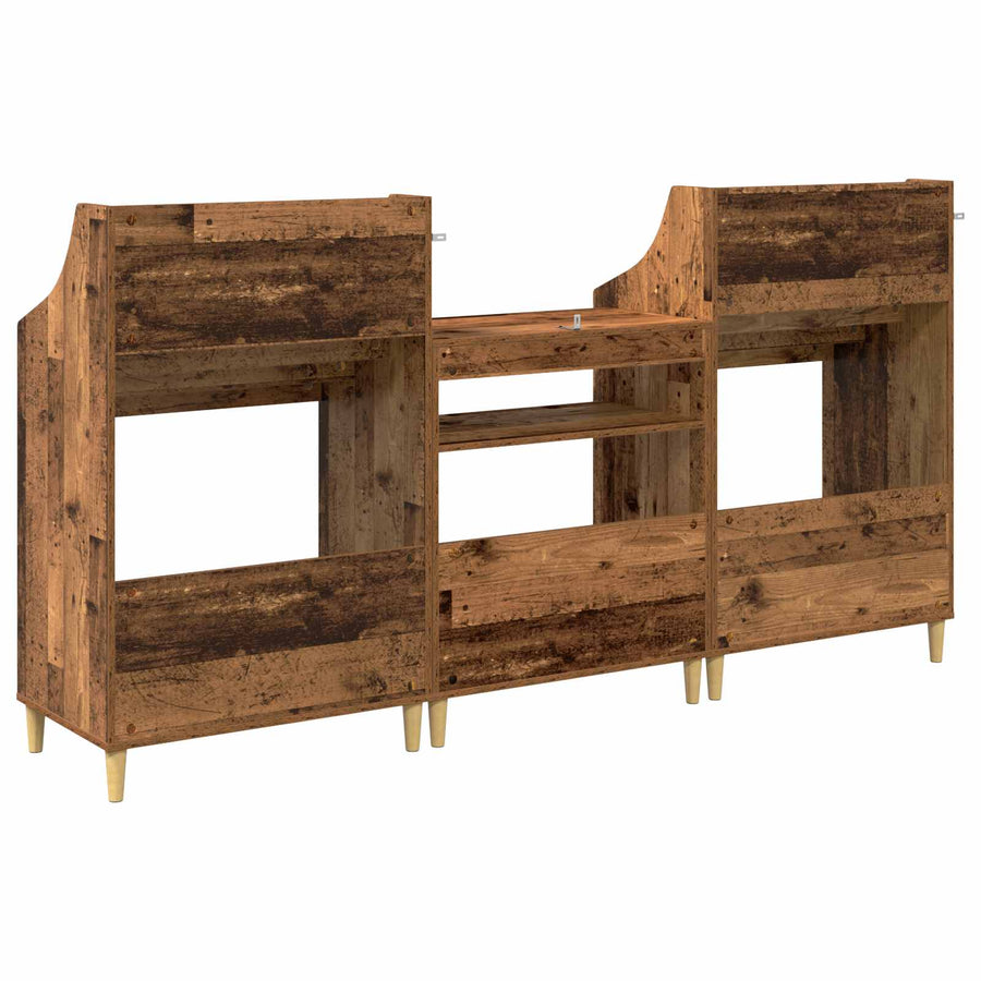 Media Planken Set 3 st Oud hout 212 x 46 x 112 cm Bewerkt hout