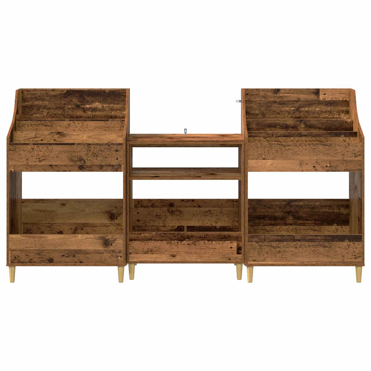Media Planken Set 3 st Oud hout 212 x 46 x 112 cm Bewerkt hout