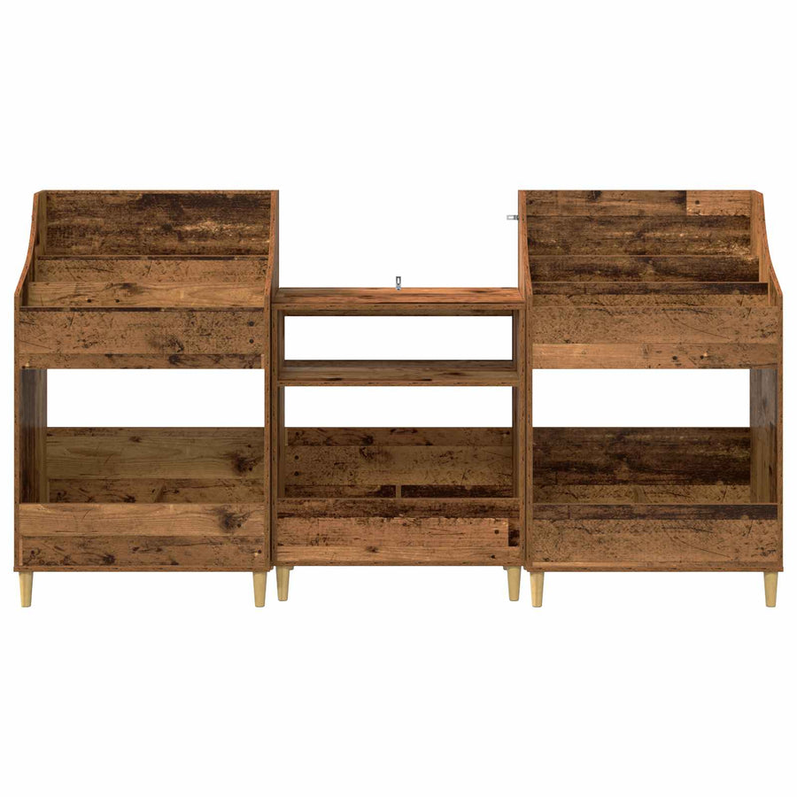 Media Planken Set 3 st Oud hout 212 x 46 x 112 cm Bewerkt hout
