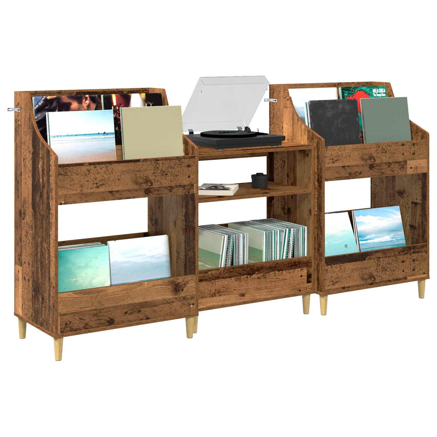 Media Planken Set 3 st Oud hout 212 x 46 x 112 cm Bewerkt hout