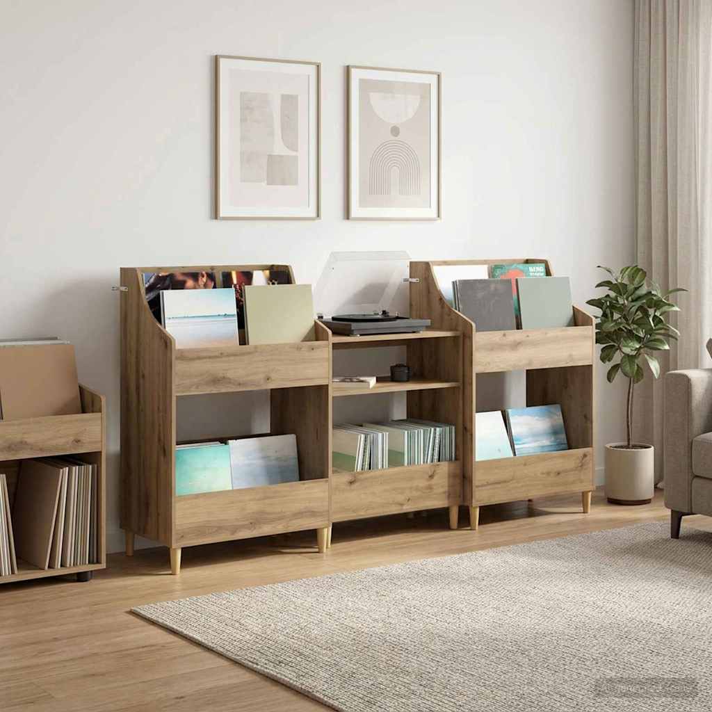 Media Planken Set 3 st Artisanaal eiken 212 x 46 x 112 cm