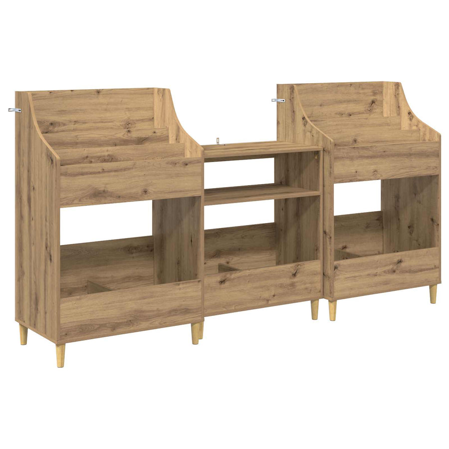 Media Planken Set 3 st Artisanaal eiken 212 x 46 x 112 cm