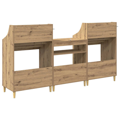 Media Planken Set 3 st Artisanaal eiken 212 x 46 x 112 cm